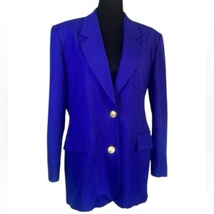 CLASSIQUES Women’s Vintage Blue 100% Wool Blazer Size M